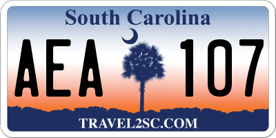SC license plate AEA107