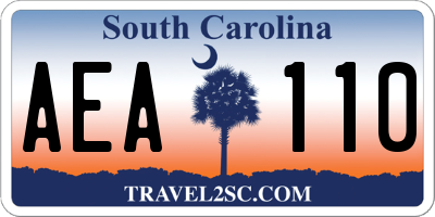 SC license plate AEA110