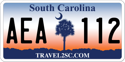 SC license plate AEA112