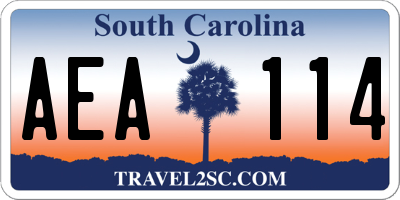 SC license plate AEA114