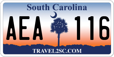 SC license plate AEA116