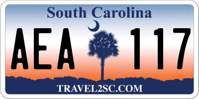 SC license plate AEA117