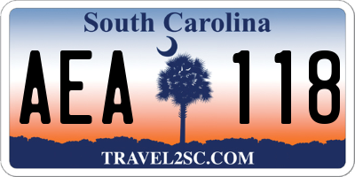 SC license plate AEA118