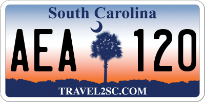 SC license plate AEA120