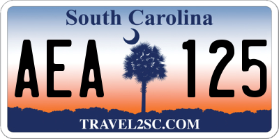 SC license plate AEA125