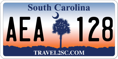 SC license plate AEA128