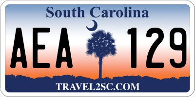 SC license plate AEA129