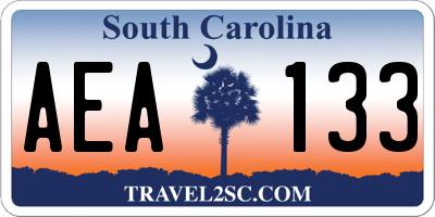 SC license plate AEA133