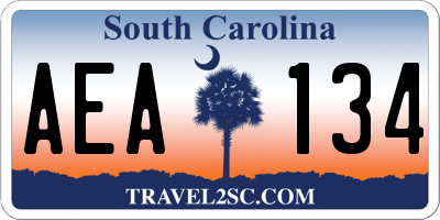 SC license plate AEA134