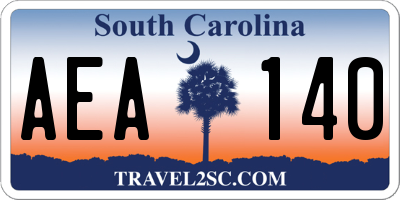 SC license plate AEA140