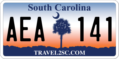 SC license plate AEA141