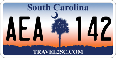 SC license plate AEA142
