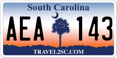 SC license plate AEA143