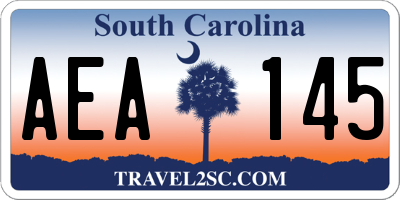 SC license plate AEA145