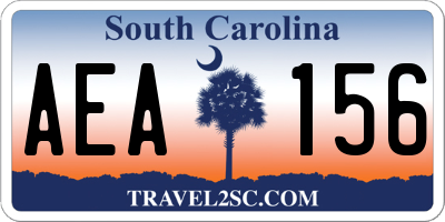 SC license plate AEA156