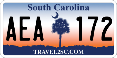 SC license plate AEA172