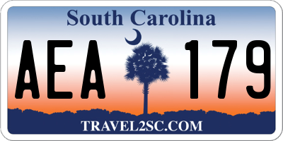 SC license plate AEA179
