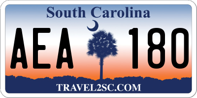 SC license plate AEA180