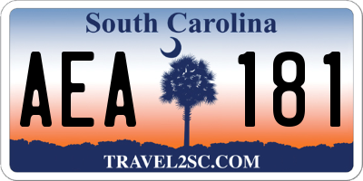 SC license plate AEA181