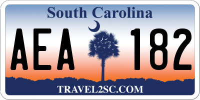 SC license plate AEA182