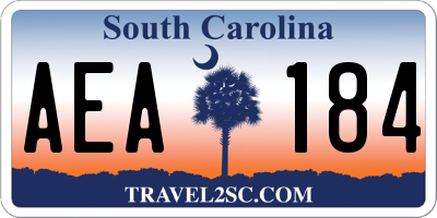 SC license plate AEA184