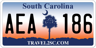 SC license plate AEA186