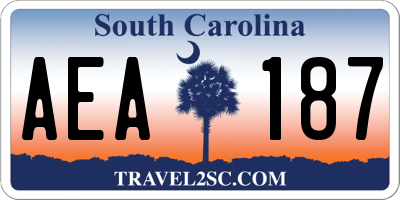 SC license plate AEA187
