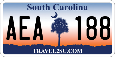 SC license plate AEA188