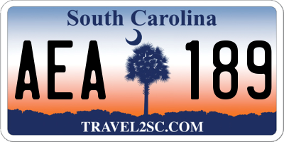 SC license plate AEA189