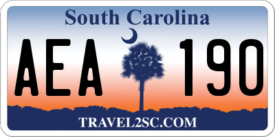 SC license plate AEA190