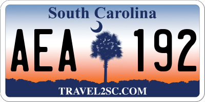 SC license plate AEA192