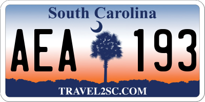 SC license plate AEA193