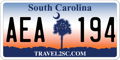 SC license plate AEA194