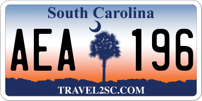 SC license plate AEA196