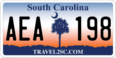 SC license plate AEA198