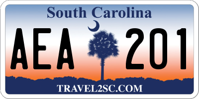 SC license plate AEA201