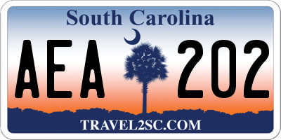 SC license plate AEA202