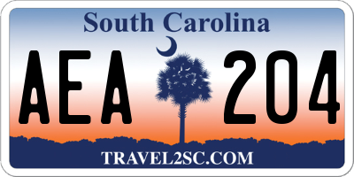 SC license plate AEA204