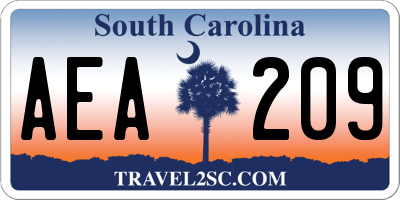 SC license plate AEA209