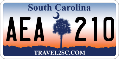 SC license plate AEA210