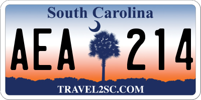 SC license plate AEA214
