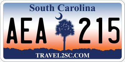 SC license plate AEA215