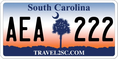 SC license plate AEA222