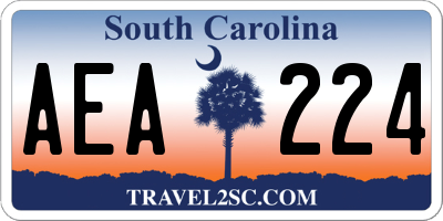 SC license plate AEA224