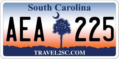 SC license plate AEA225