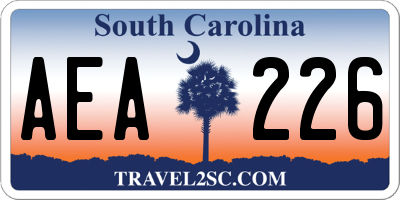 SC license plate AEA226