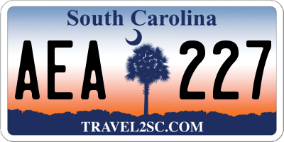 SC license plate AEA227