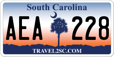 SC license plate AEA228