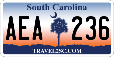 SC license plate AEA236
