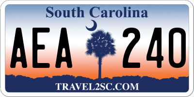 SC license plate AEA240